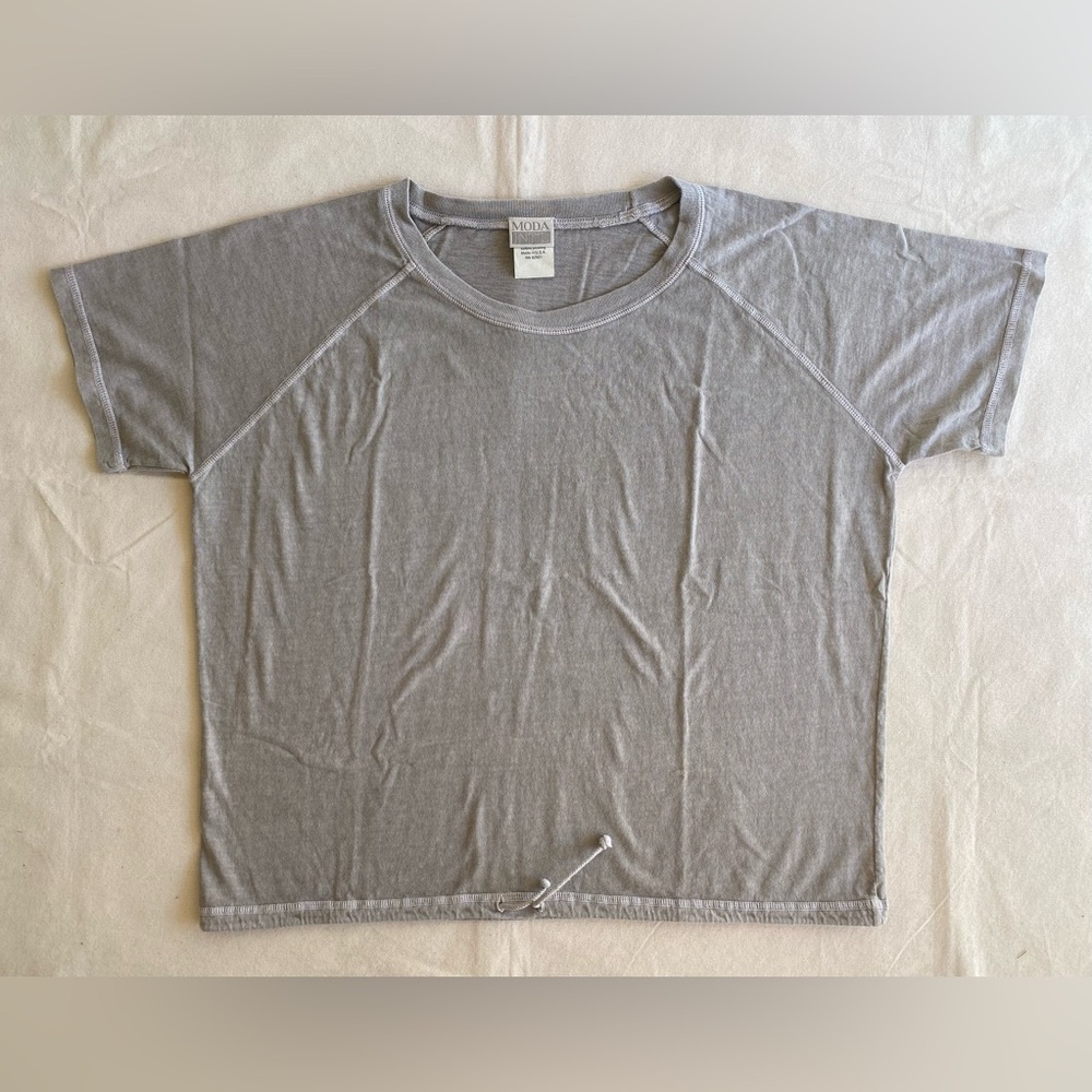 Moda International Vintage 100% Cotton Tee Cinch Waist Casual Shirt Large